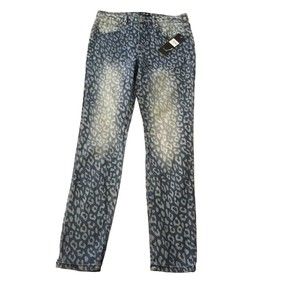Bebe Leopard Print Denim Women Blue Indigo Jeans Size 28 Stretch 5 Pockets
